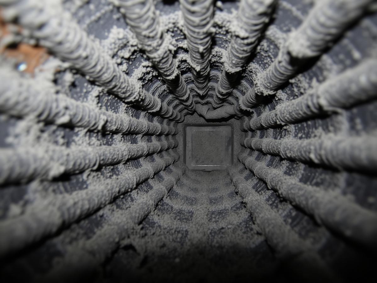 Dirty air duct before cleaning